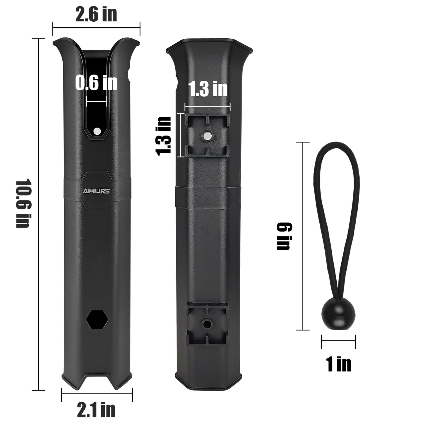 AMURS 6-Tube Fishing Rod Holder, Wall Mounted Rod Holder with 6inch Ball Bungee Cords and Screws for Boat Kayak Cooler Trailer Portable