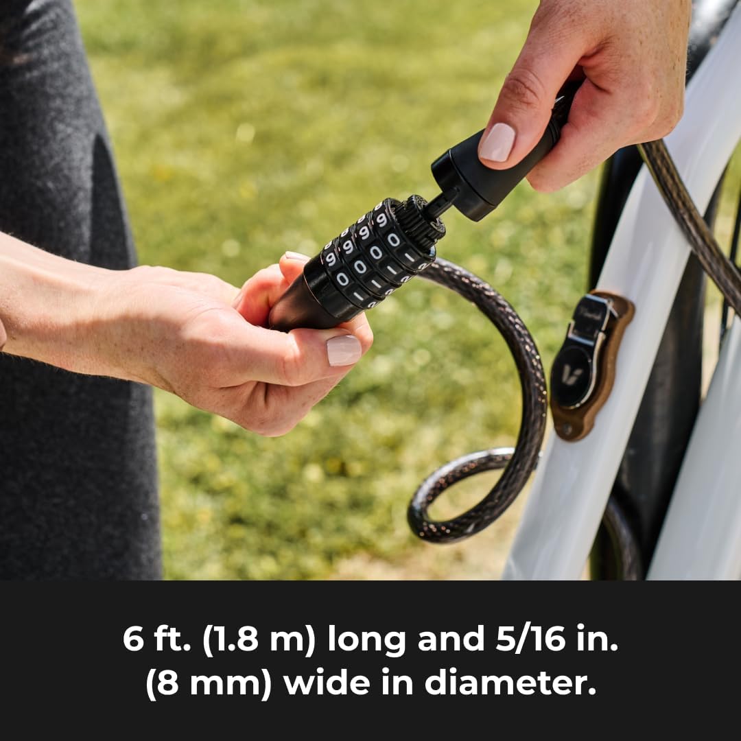 Master Lock Bike Lock Cable with Combination Black, 8143D