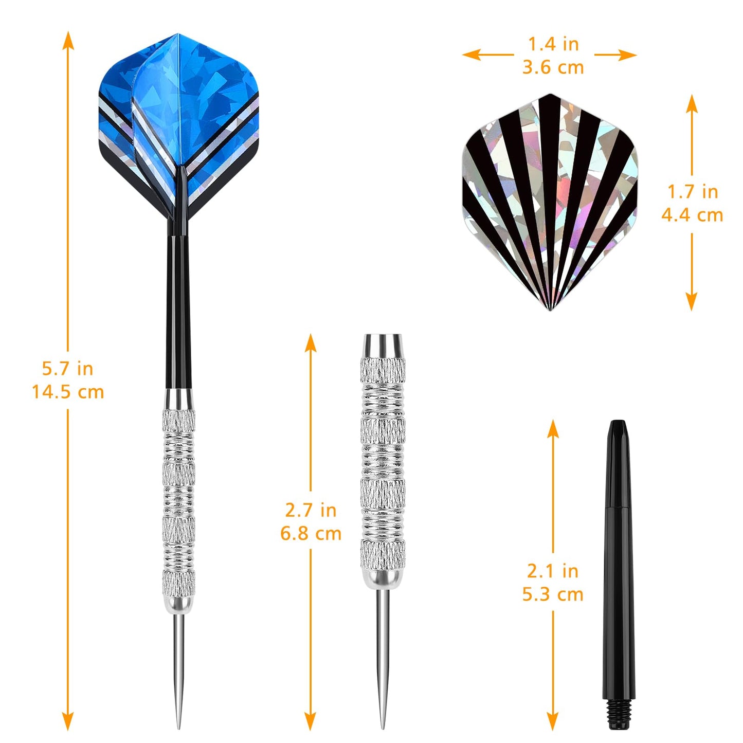 Accmor Metal Tip Darts, Steel Tip Darts, 14 Grams Professional Metal Darts, Darts Metal Tip Set, Metal Darts for Dartboard, 18 pcs ﻿