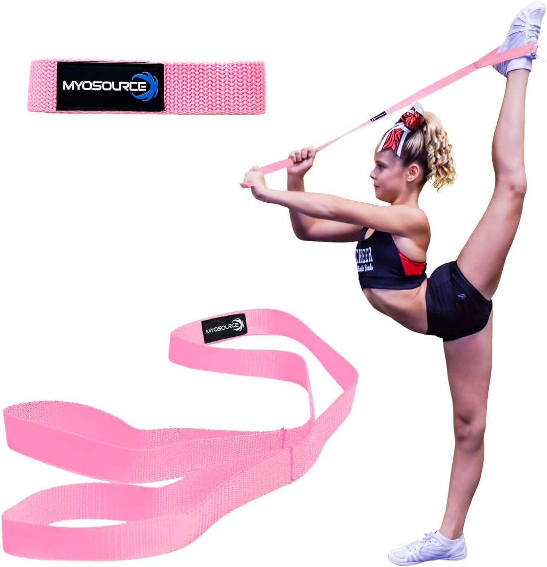 Cheer Kinetic Bands Cheerleader Flexibility and Strength Training | Improve Jumps, Stunts, Landings | 4-Level Leg Resistance Bands & 12 Stunt Strap Color Options, Digital Training Downloads