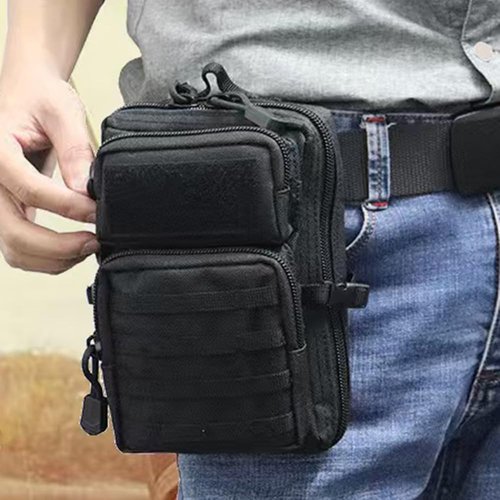 Tactical Molle Utility Pouch, Compact EDC Tool Pouch Bag Tactical Phone Pouches Medical EDC IFAK Pack Mini Waist Pouches with Two Carabiners (Black)