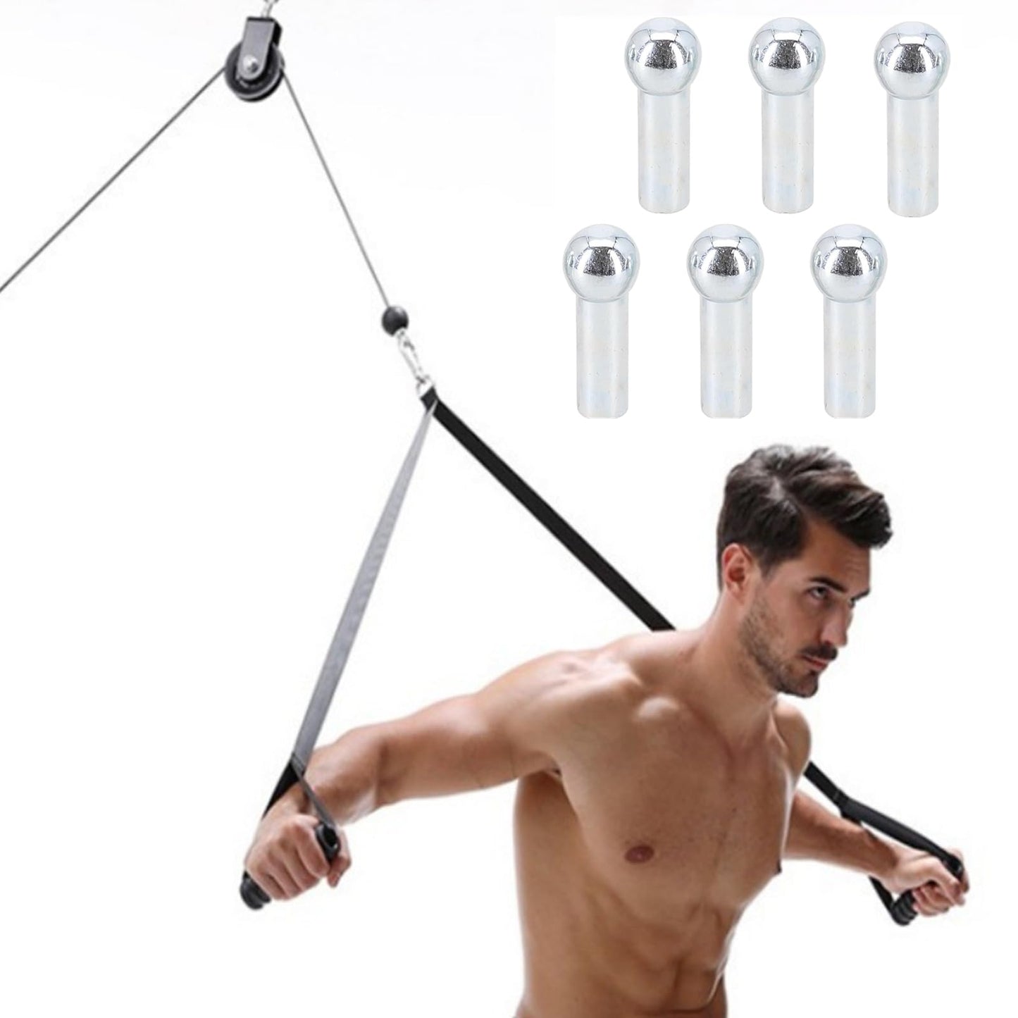 6 Pack Gym Cable Ball Stopper Gym Pulley Machine Stopper Cable Ball Terminals Wire Port Joint Parts Weight Machine Accessories Fitness Equipment Running Yoga Accessories for Home Gym Machine