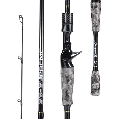 Sougayilang Fishing Rod - Medium 2Pc Graphite Composite Blank Spinning & Casting Rod, Camouflage EVA Grip, Smooth Transition Fishing Pole-Grey-6'10''-Casting