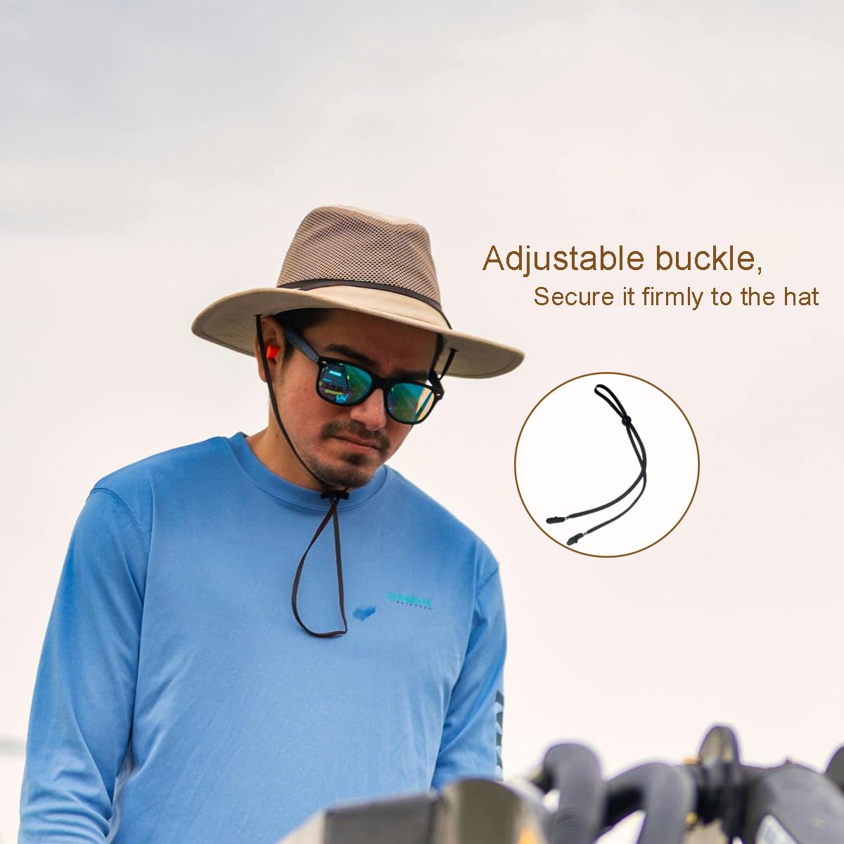 GAQWOK Hat Strap 2PCS, Adjustable with Clips, Very Suitable for Outdoor Activities, Anti-Lost and Anti-Wind (Black)