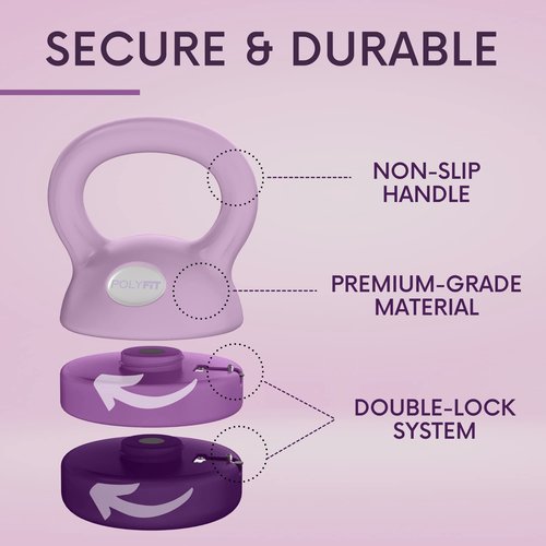 Polyfit Adjustable Kettlebell | 5 lb - 12 lb | Kettlebell Weights Set for Home Gym (PURPLE)