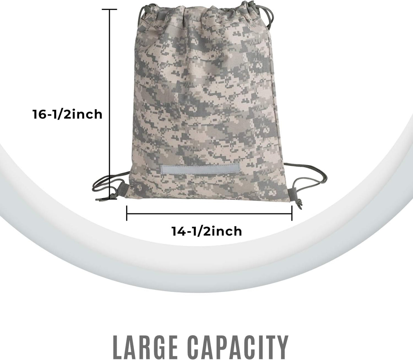 ImpecGear Heavy Duty Drawstring Backpack Digital Camouflage Army Navy Military Sack Bag (Pack of 1)