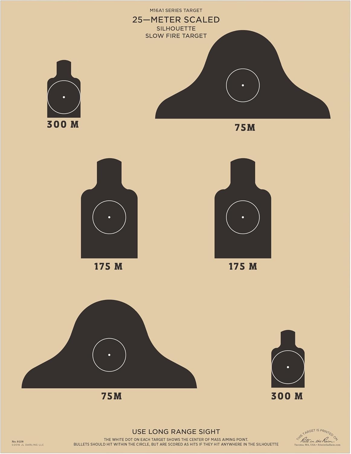 Rite in the Rain Weatherproof Diamond Pattern MOA Precision Distance Shooting Targets, 11" x 17", 25 Sheet Pack (No. TGMOALR-D)
