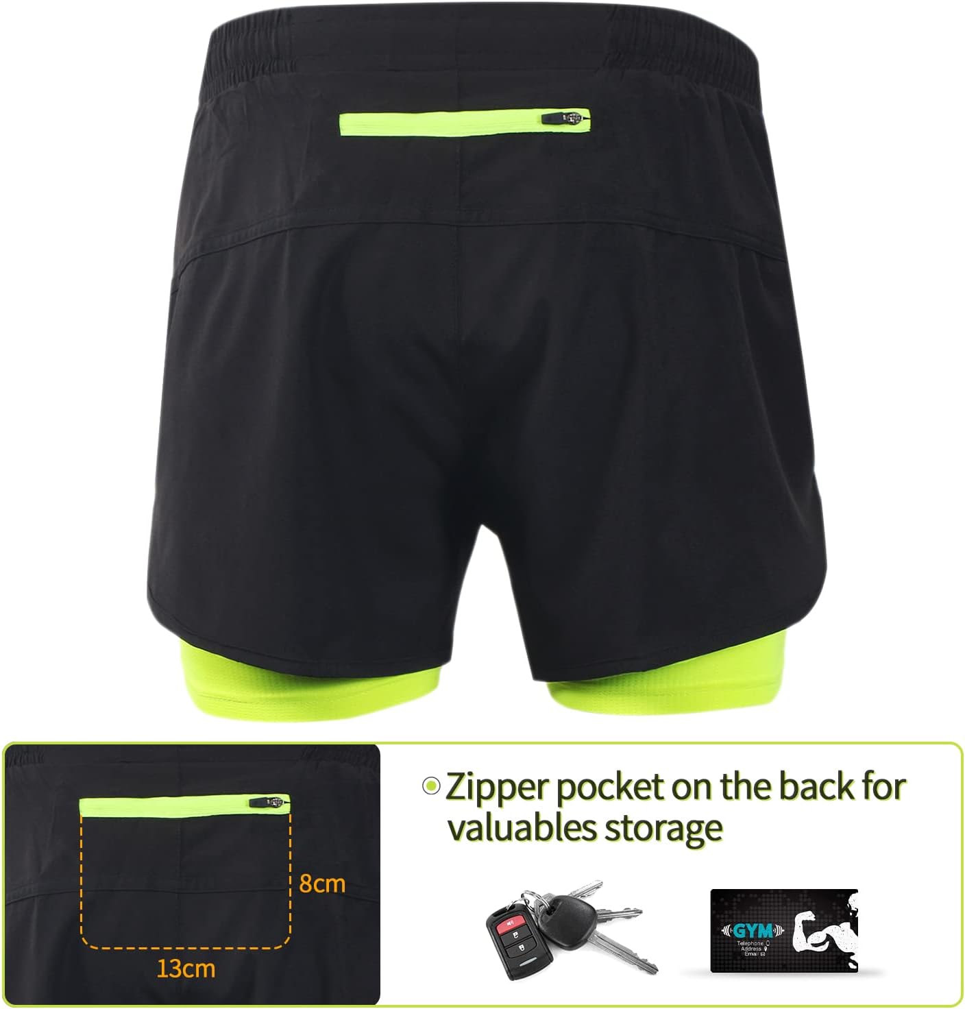 ARSUXEO Men's Active Training Running Shorts 2 in 1