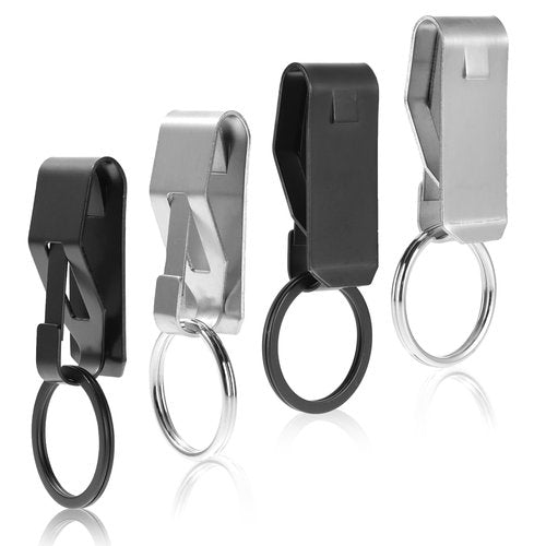 Mozeat Lens 4 Pieces Duty Belt Key Holder Belt Key Holder Clip with Ring Keychain Belt Security Metal Key Clip for Belt Car Keys Key Chain for Men Women