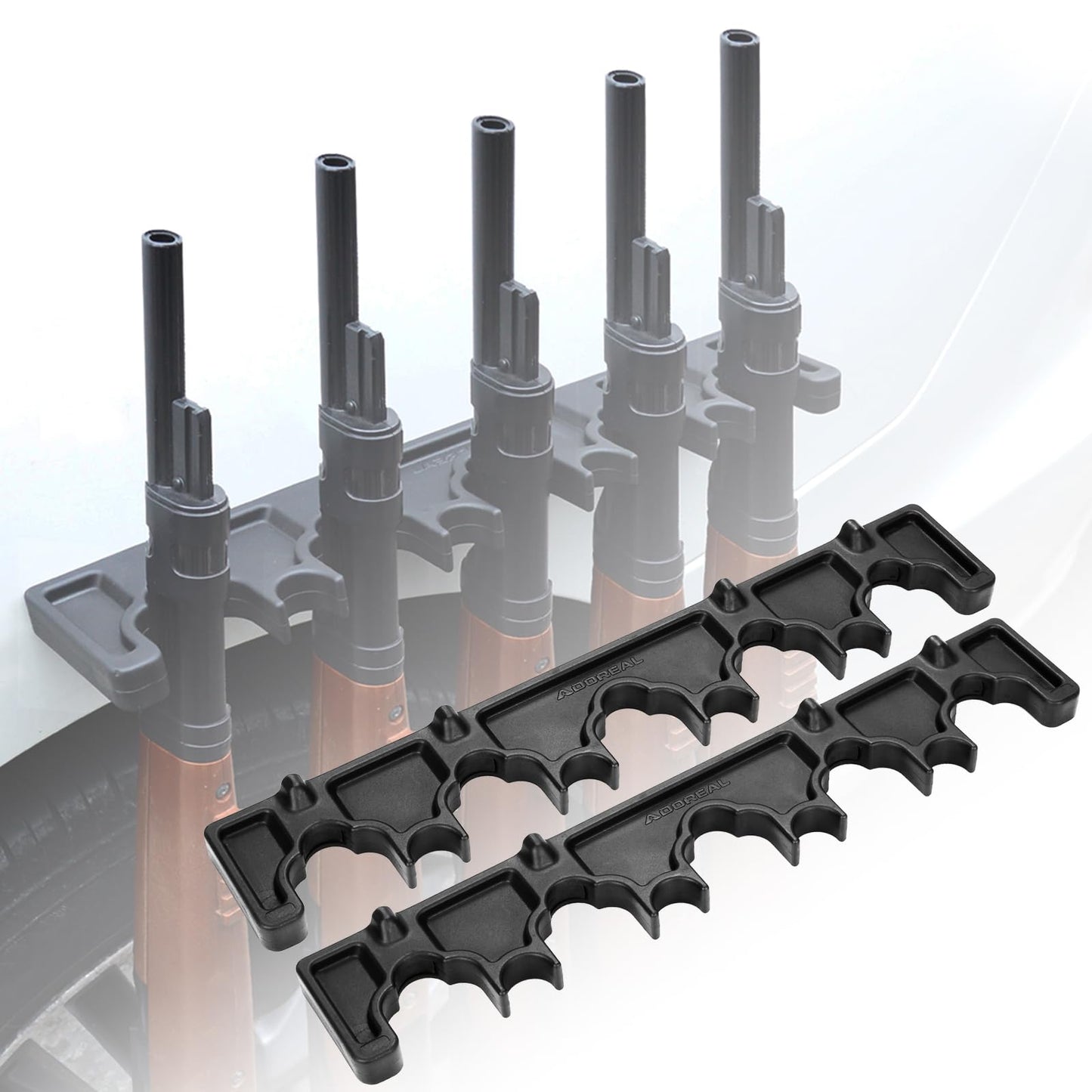 Adoreal 2PCS Magnetic Rifle Rack, 5 Slots Durable Rubber Gun Rack for Gun Storage, Magnetic Gun Holder in Gun Cabinet, Shotgun Rifle Barrel Rest Gun Safe Organizer Indoor Gun Racks