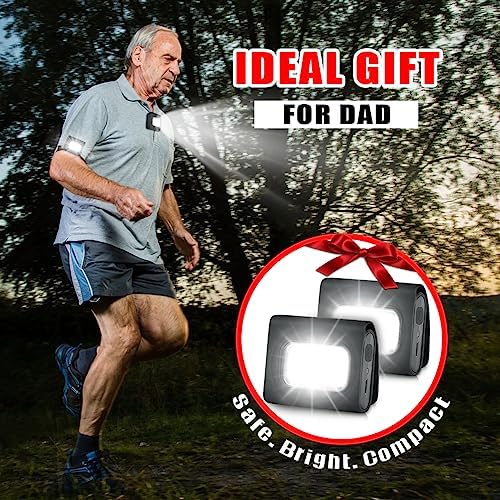 GOANDO Running Lights 4 Pack Safety Jogging LED Light for Runners and Joggers High Visibility Reflective Running Gear with USB Charging Line and Strong Magnetic Clip for Night Running Walking Hiking