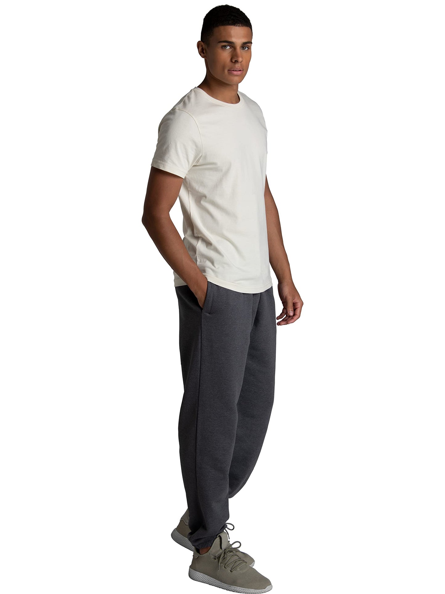 Fruit of the Loom Men's Crafted Comfort Fleece Sweatshirts, Hoodies, & Sweatpants, Super Soft Cotton Blend, Sweatpants - Charcoal Heather, Large