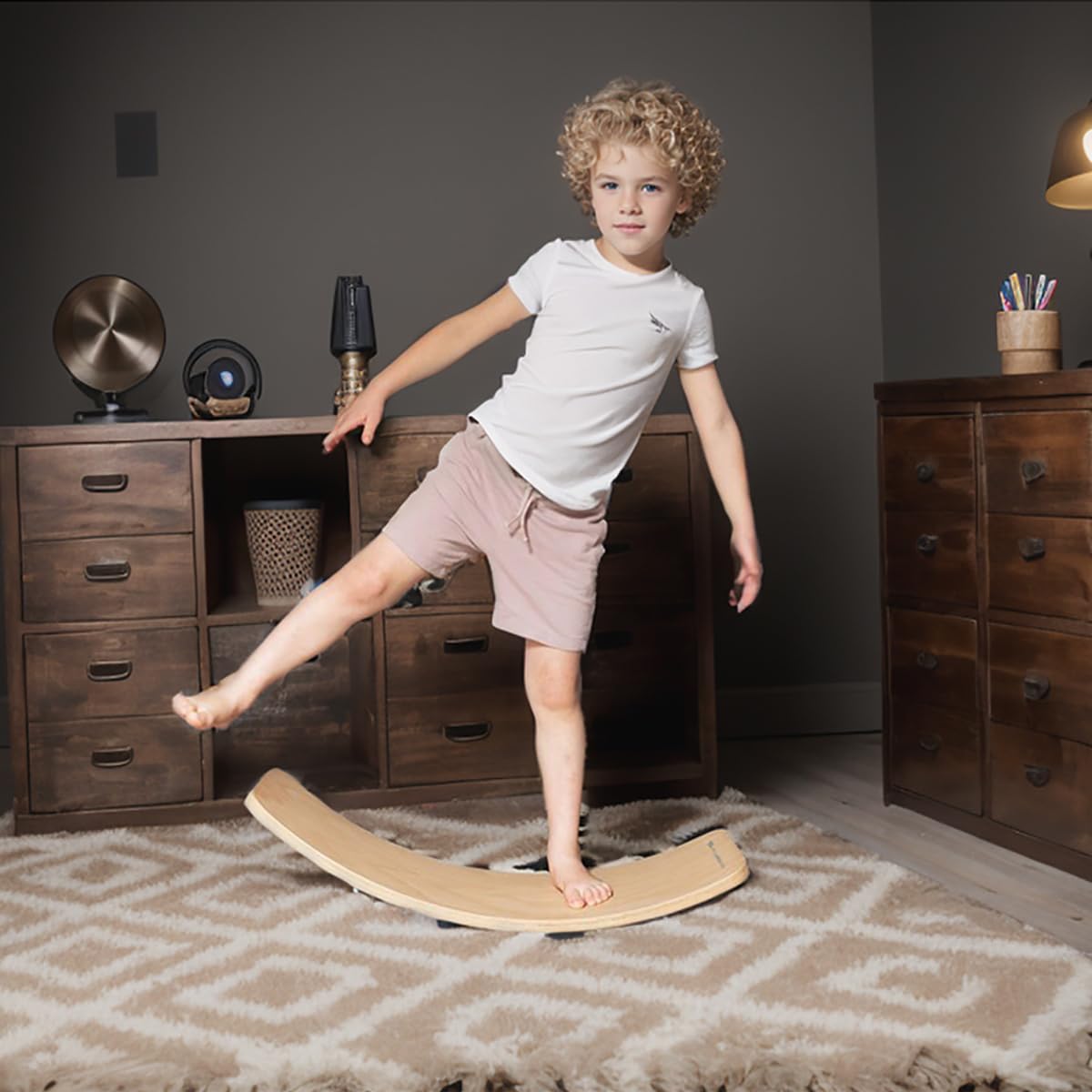 Balance Board for Kids, Toddlers, Teens, and Adults - Wobble Board, Open Ended Montessori Waldorf Learning Toy, Wood Toys, Gifts