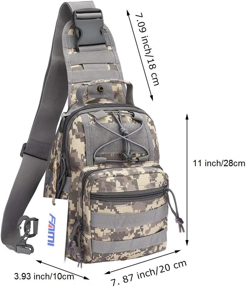 FAMI Outdoor Tactical Bag Backpack, Military Sport Bag Pack Sling Shoulder Backpack Tactical Satchel for Every Day Carry (Black)