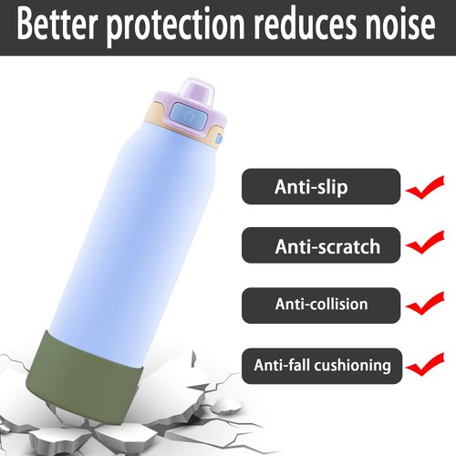 Ello Pop 2 PCS Silicone Bottom Boot for 22 OZ Stainless Steel Water Bottle Accessories, Avoid Scratches and Noise (Military Green, 22oz)