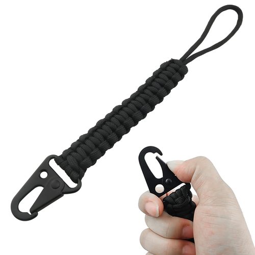 ZZLZX 2PCS Paracord Braided Lanyard 9 inch Backpack Keychain Survival Belt Climbing Lanyard Suitable for Camping Fishing Hunting Outdoors (Black Military Green)