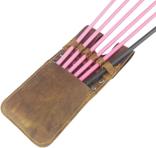 Back Pocket Arrow Quiver Horse Leather Pocket Quiver for Holding 6 Pieces Arrows (Brown)