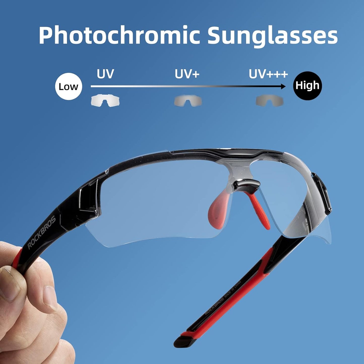 ROCKBROS Photochromic Sunglasses for Men Women Safety Cycling Glasses UV Protection Outdoor Sport Sunglasses