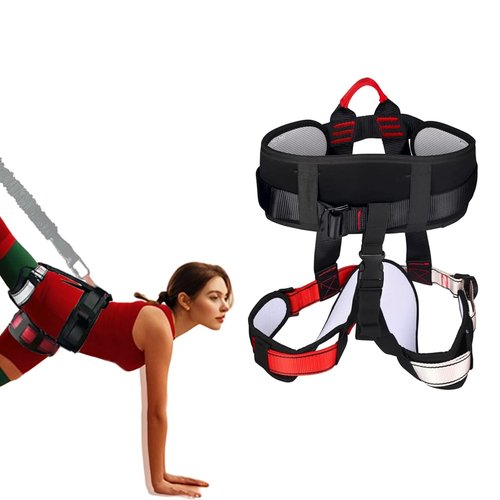 PRIORMAN Adult Bungee Fitness Harness Adjustable Safety Belt/Back Support Size Guide Heavy-Duty Workout Equipment-No Cord