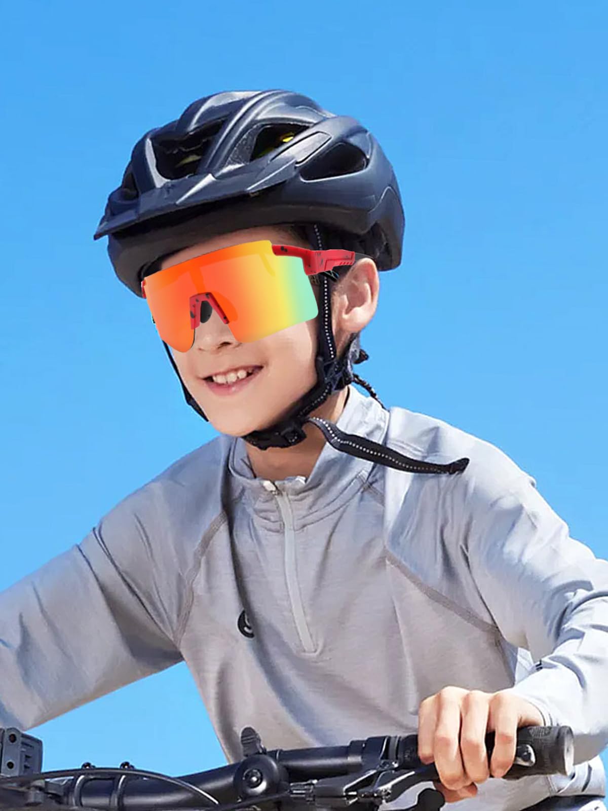 HIYAPATY Youth Baseball Sunglasses for 8-12 Boys Girls Cycling SunGlasses UV400 Sports Sunglasses for Running