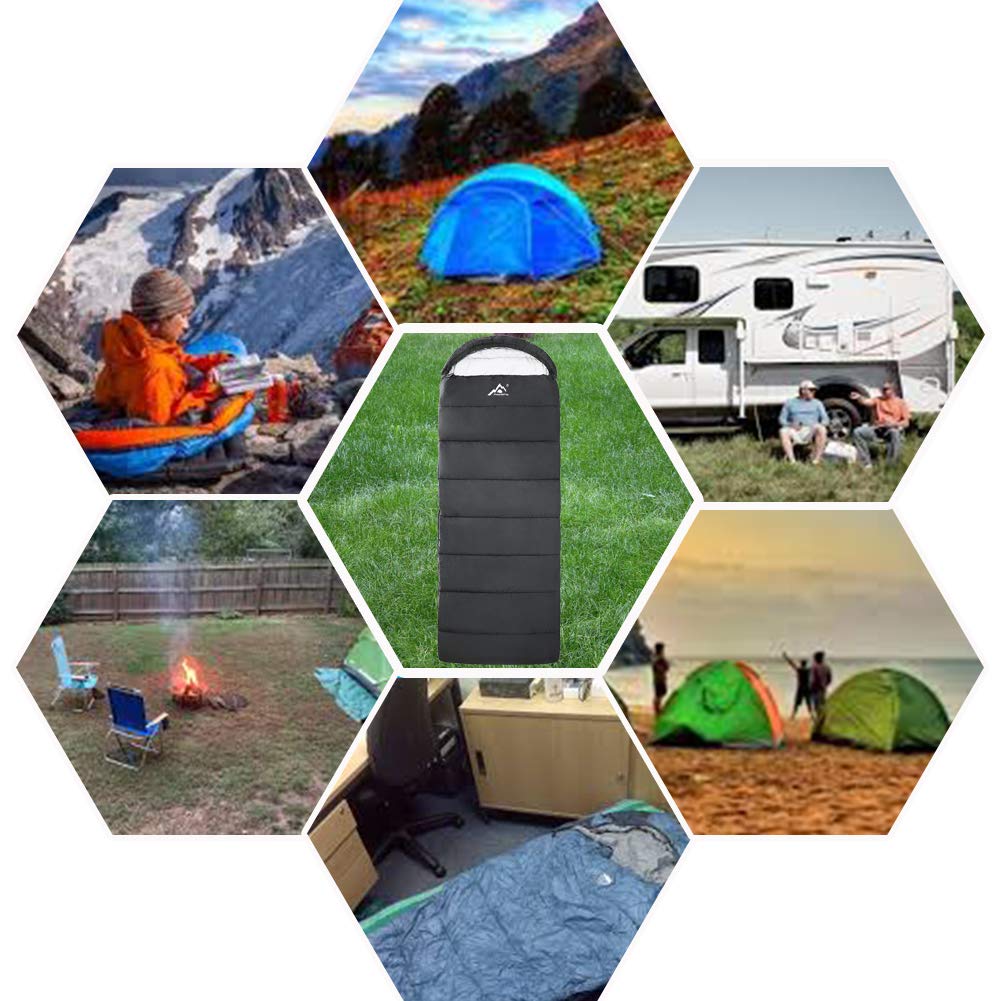 MANTUOLE Rectangular Heated Sleeping Bag, Envelope Style 5 Heated Zones, Operated with Battery or Other Power Supplies with 5V/3A Type-C Output, Battery NOT Included. Envelope-Black-Type-C.