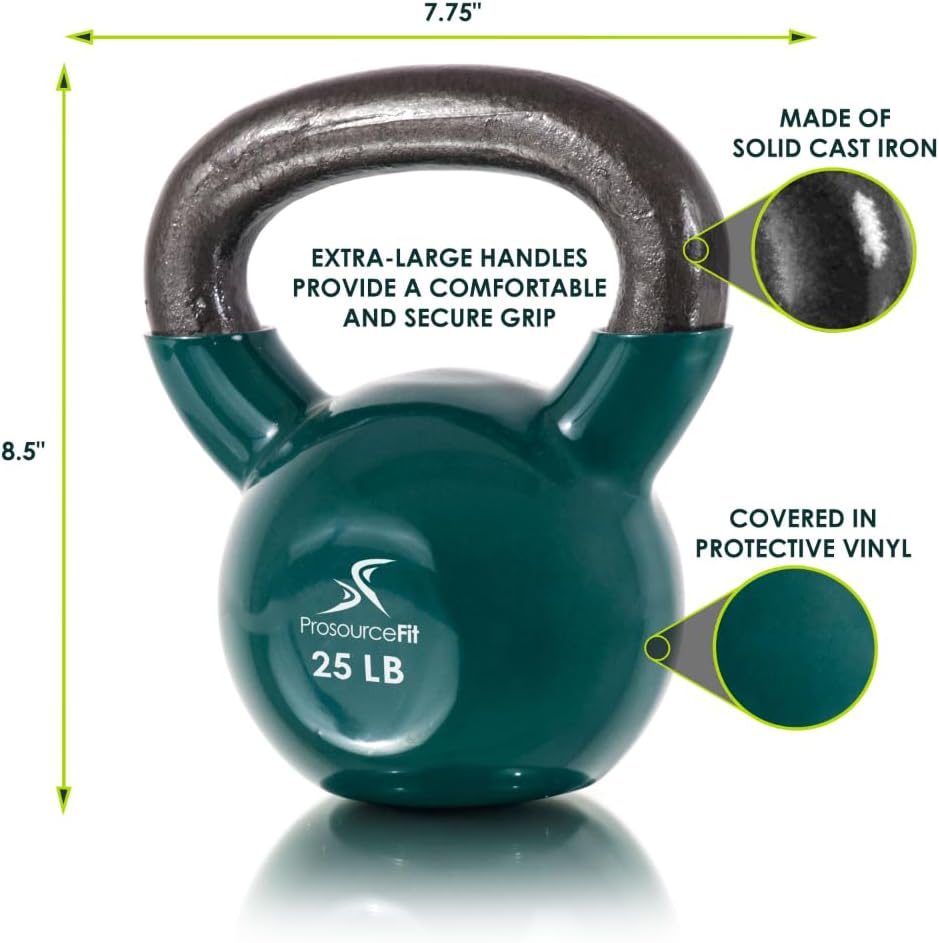ProsourceFit Vinyl Coated Cast Iron Kettlebells for Full Body Fitness Workouts