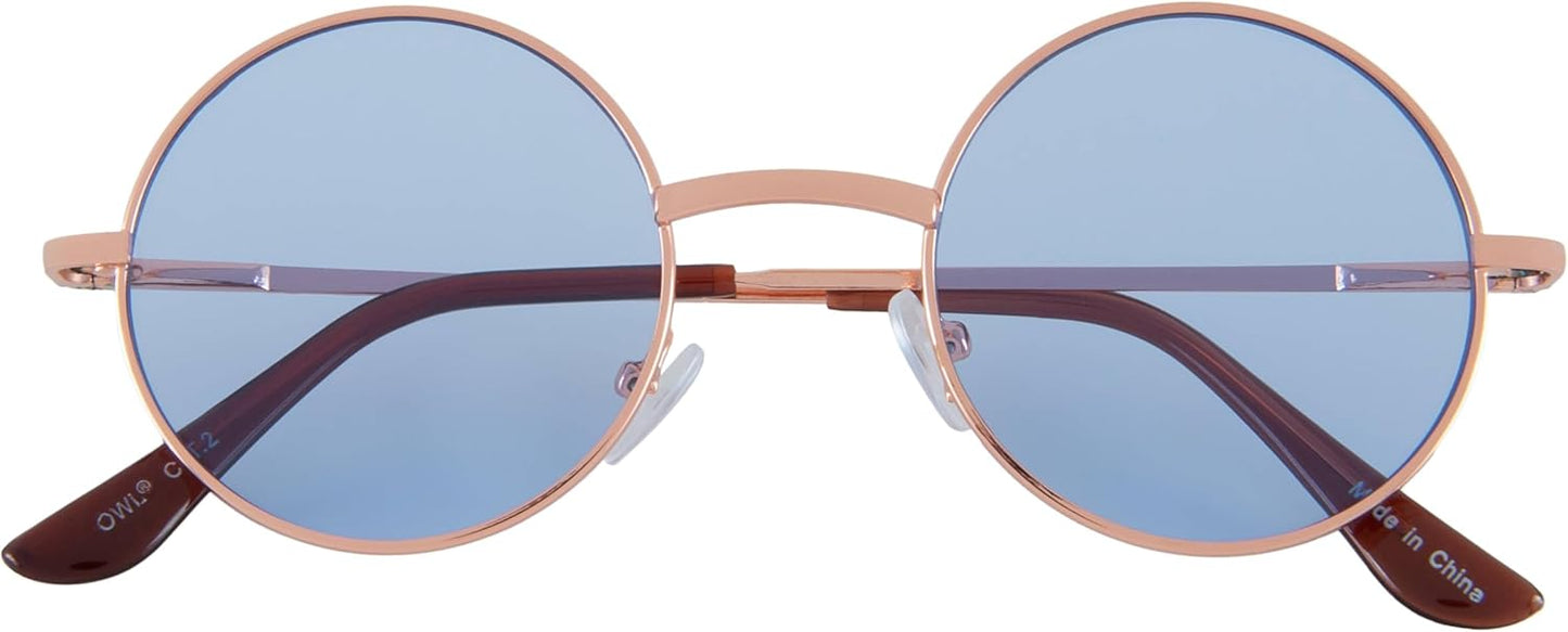 OWL Round Sunglasses Metal Frame Hippie Sunglasses UV400 Polycarbonate Circle Lens John Lennon Sunglasses for Men Women