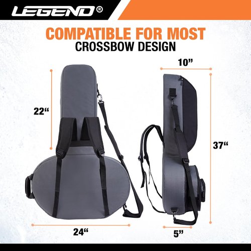 LEGEND Heron Crossbow Case - Premium Soft Cross Bow Case with Padding, Durable Hunting Crossbow Bag with Multiple Pockets, Fits Scope & Accessories, Removeable Shoulder Strap & Backpack Strap -37x24in