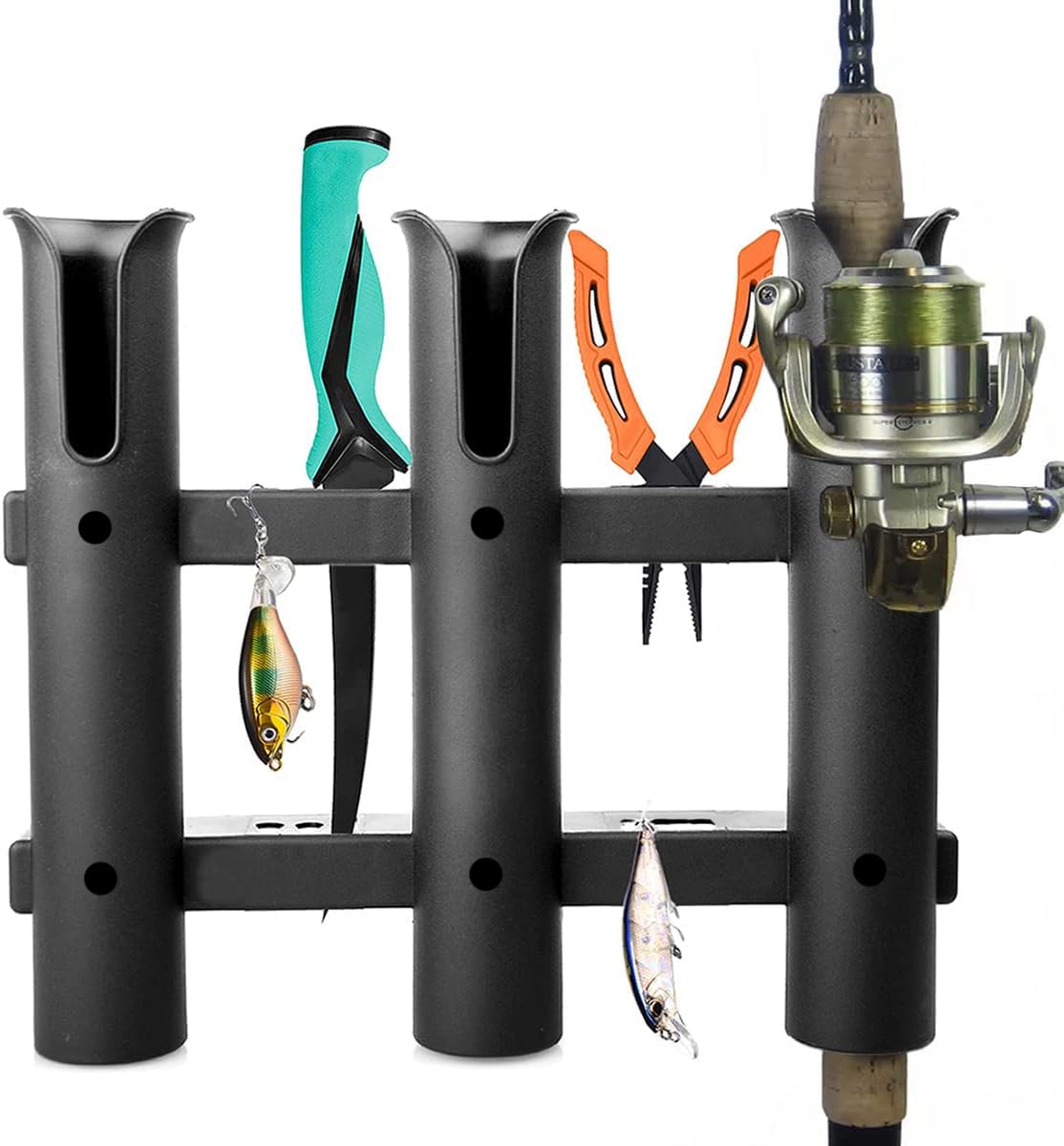 YETI & RTIC Cooler Fishing Rod Holder - 3 Link Fishing Rod Rack for Boat, Kayak Fishing Accessories with Tie-Down Slot