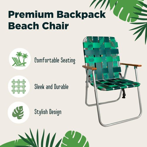 Moku Beach Co - Jungala Print Aluminum Beach Chair - Foldable, Reclining, Portable with Backpack Straps - 5 lbs, Supports up to 300 lbs - Perfect for Beach, Camping, Backyard