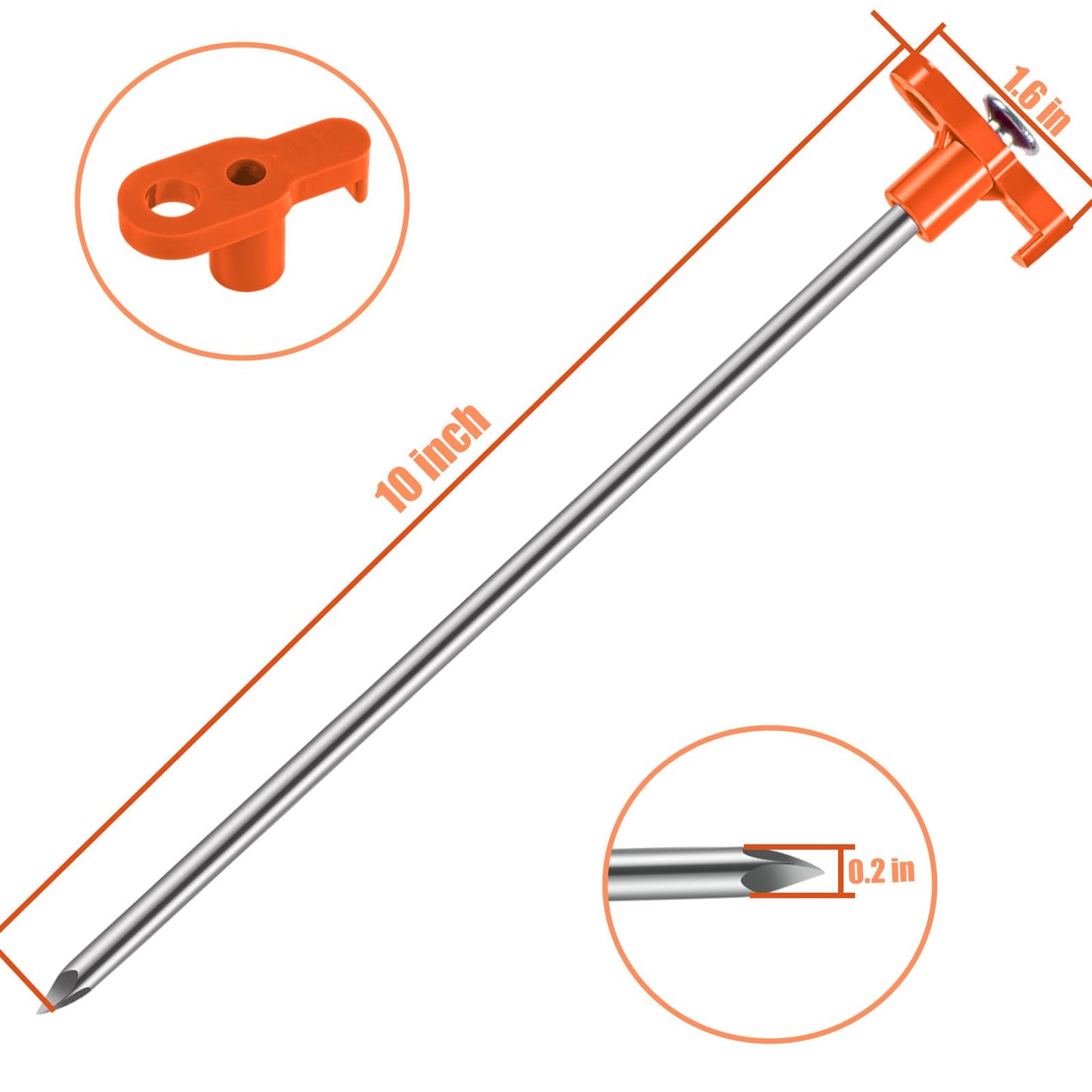 Tiomues Tent Stakes, 10PCS Heavy Metal Tent Pegs, Professional Camping Tools for Outdoor Trips, Suitable for Strong Winds and Various Ground Tent Pegs, Designed for Camping (10, Red)