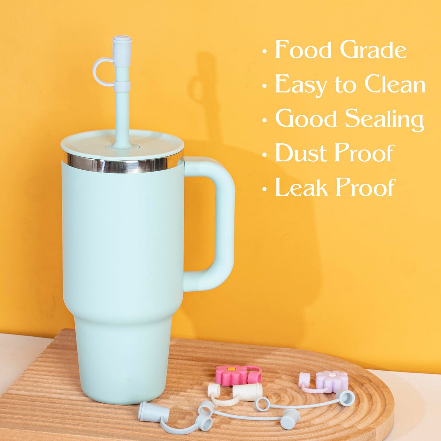 6 PCS Straw Cap for HydroFlask Tumbler 32 oz & 40 oz, 0.4 in Silicone Straws Topper for Hydro Flask Press-in Lid, Dust Proof
