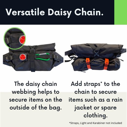MTB Hip Pack Roll Top, Mountain Bike Waist Pack, Bike Fanny Pack, Lumbar Pack, Hiking Fanny Pack. Hiking Waist Pack, (4L) Black