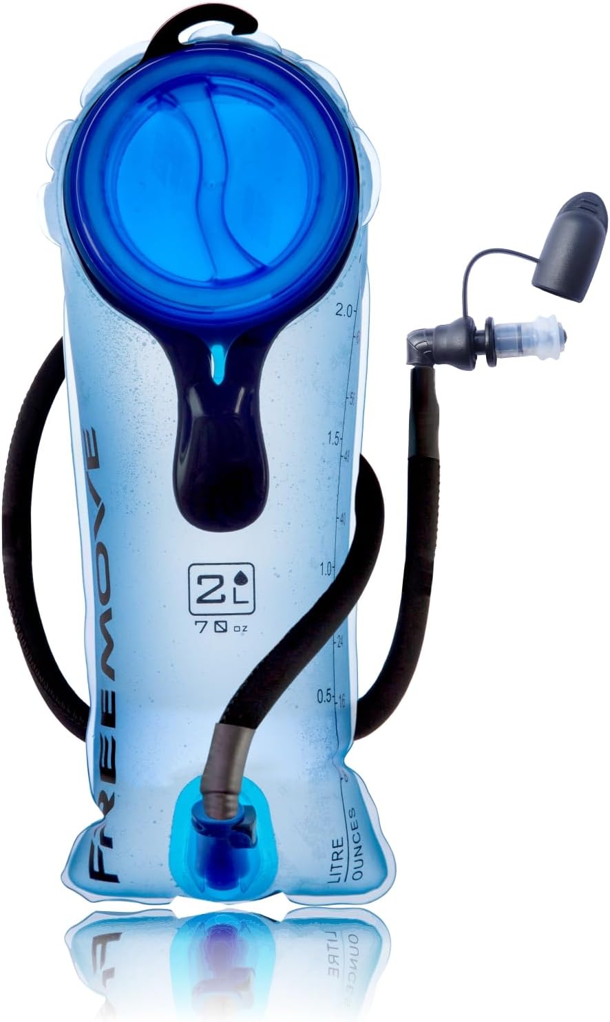 FREEMOVE Hydration Bladder 2L / 3L Water Bladder for Hiking Backpack &gt;Blue or Green&lt; Leak Proof Hydration Pack, Tasteless & BPA Free, TPU Water Reservoir, Quick Release Insulated Tube & Shutoff Valve
