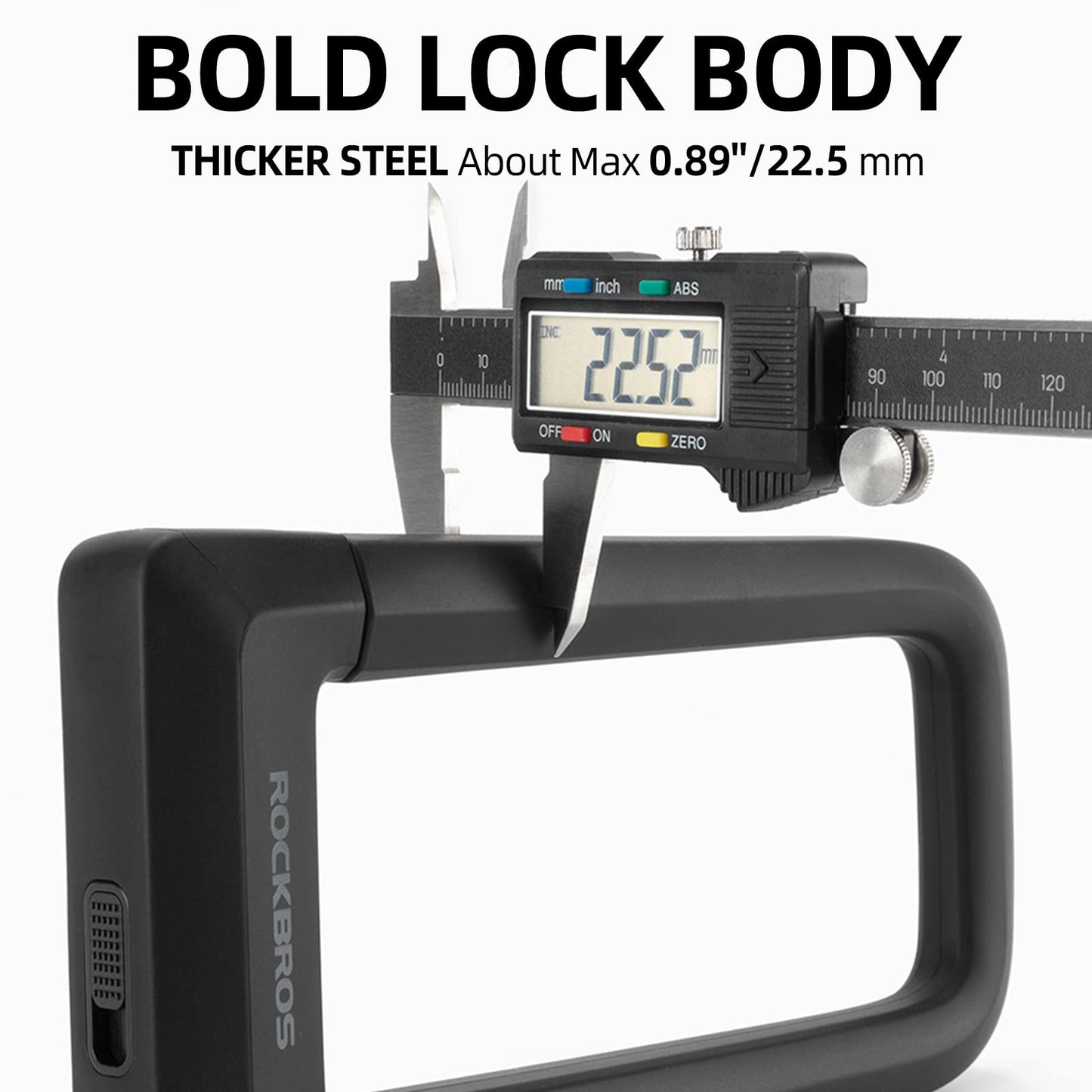 ROCKBROS Heavy Duty Anti Theft Bike U Lock with Cable Silicone Cover (Max 22.5MM + Mounting Bracket)