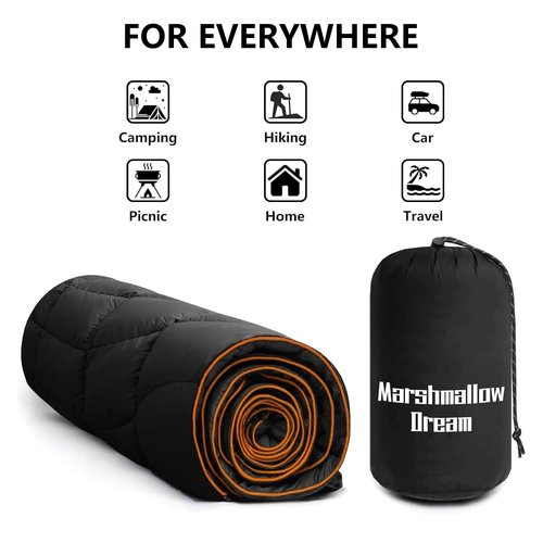 marshmallow dream Camping Blanket, Packable Puffy Blanket Down Alternative Blanket Lightweight Windproof Water Resistant for Outdoors,Hiking, Backpacking,Beach,Car,Picnic,Stadium 52x75in