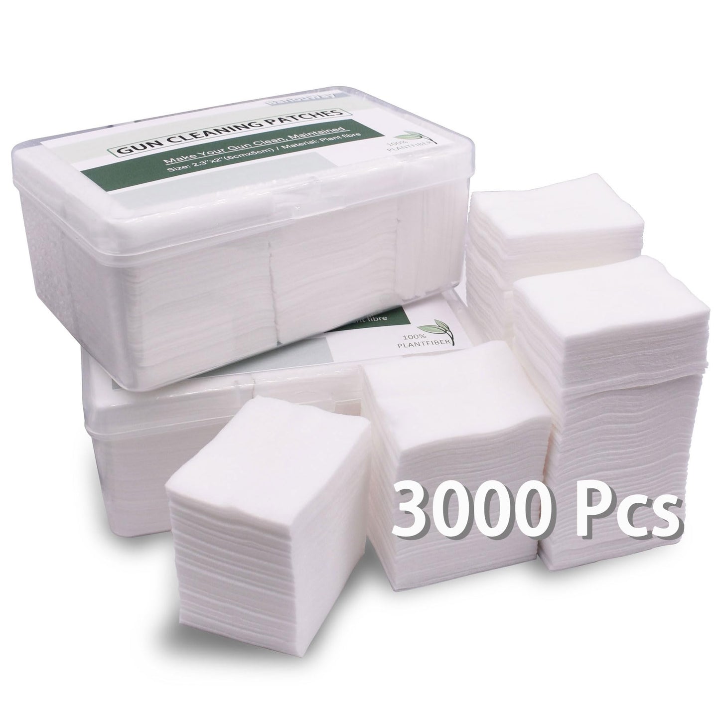 3000 Pieces Gun Cleaning Patches with Storage Case Highly Absorbent Lint Free Gun Wipes 2" Square Gun Patches for Pistol Rifle Firearms Fit for .22-.45 Cal Firearms (3000)