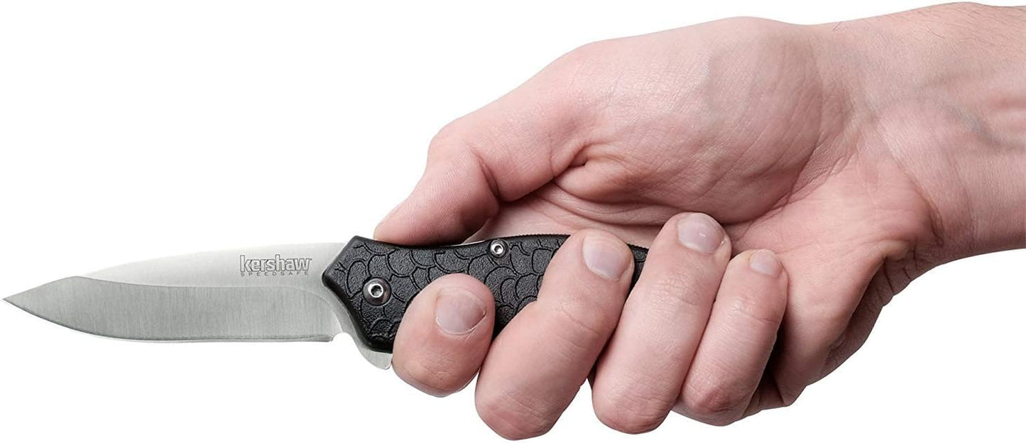 Kershaw Oso Sweet EDC Pocketknife, 3" 8Cr13MoV Steel Drop Point Blade, Assisted Folder Opening with Flipper, Liner Lock System, Black