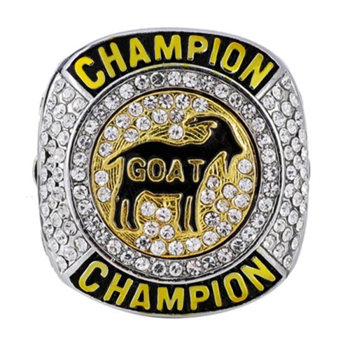 guancrown Goat Championship Rings Award Trophy Medal Greatest of All Time Gift for Tournament or League Champion Winner (just Ring, Size 10)