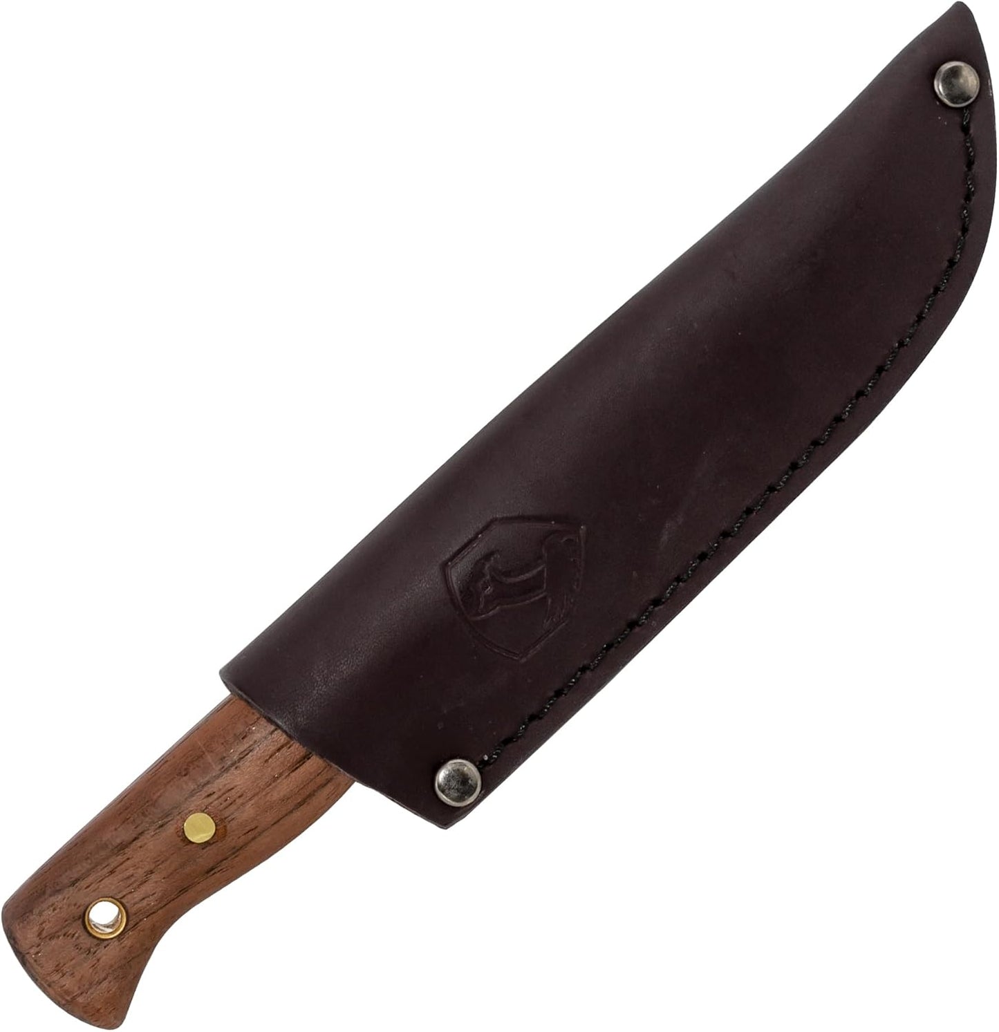 Condor Bushlore Knife - Bushcraft Knife - 1075 High Carbon Steel - Walnut Handle - Scandi Grind - Small Fixed Blade Knives - Hand Crafted Leather Sheath - 3mm Thick - 4.3in Blade - 6.1 oz