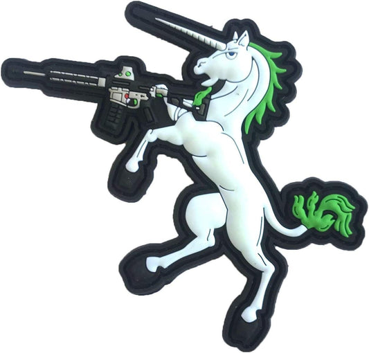 Tactical Unicorn PVC Morale Patch 3"T x 4.5"W Glow in The Dark (Green Mane)