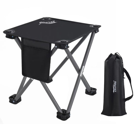 Roptat Camping Stool,Portable Folding Compact Lightweight Stool Seat for Camping Fishing Hiking Gardening Outdoor Walking Backpacking Travelling and Beach with Carry Bag (Black)