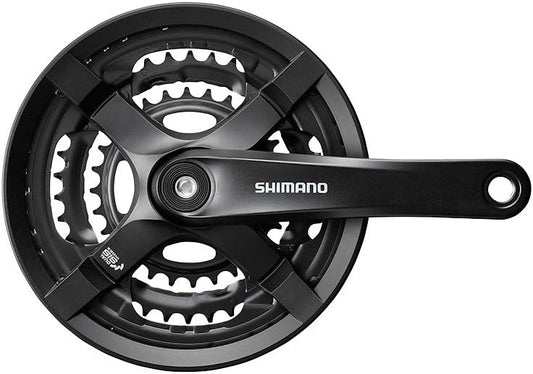 Shimano Tourney FC-TY501 Crankset - 175mm, 6/7/8-Speed, 42/34/24t, Riveted, Square Taper JIS Spindle Interface, Black