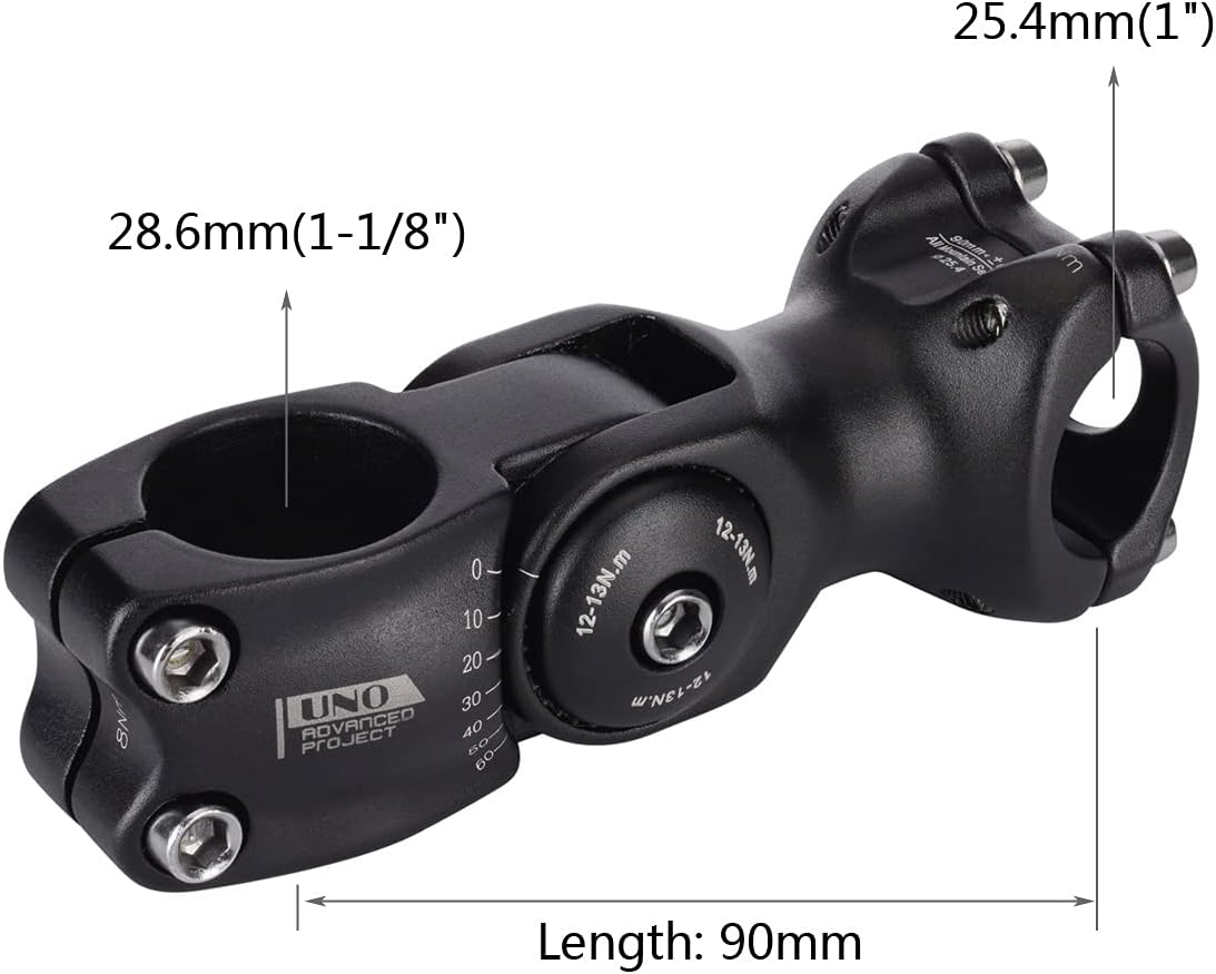 FOMTOR 31.8mm 25.4mm Adjustable Stem 90mm 110mm 0~60 Degree UNO MTB Adjustable Handlebar Stem for Most Mountain Bike Road Bike MTB