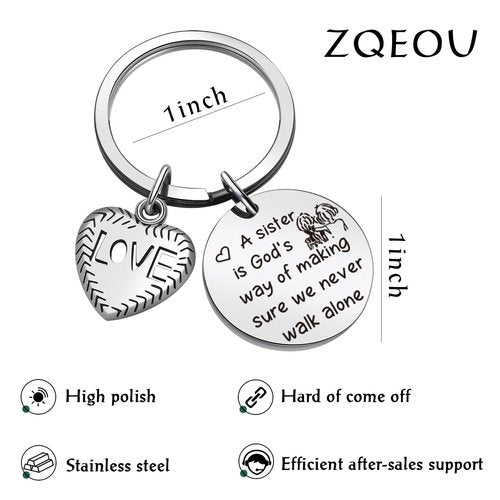 ZQEOU Sister Birthday Keychain Ideas Graduation Jewelry For Big Sister Gift From Brother Stepsister Gift Friendship Gifts For Women Friend Bestie Gifts For Women Best Friend BFF Jewelry