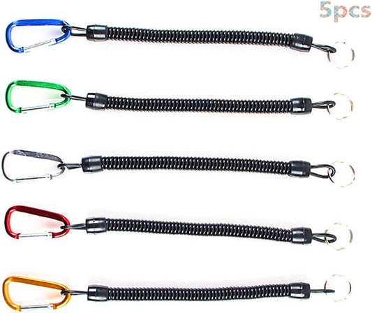 Toasis Retractable Fishing Lanyards Safety Ropes Coiled Tether Cords Pack of 5pcs