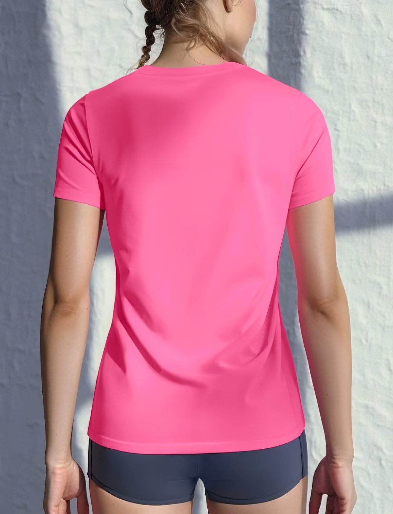 Workout T Shirts for Women Dry Fit(Hot Pink,XL)
