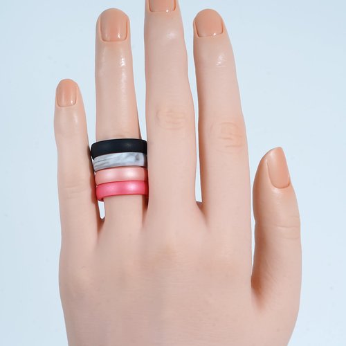 icooci 10/6/4 Packs Inner Arc Ergonomic Breathable Design, Silicone Rings for Women, Women's Silicone Wedding Band, 6mm Wide - 2mm Thick,Size 09