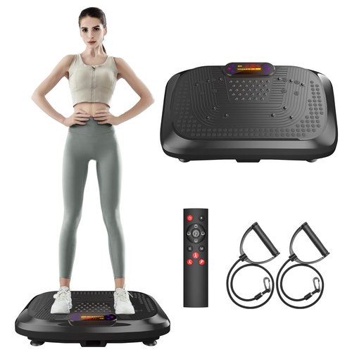 VANMED Vibration Plate Exercise Machine with Bands,Whole Body Workout Vibration Fitness Platform for Weight Loss,Shaping,Lymphatic Drainage,Toning Wellness