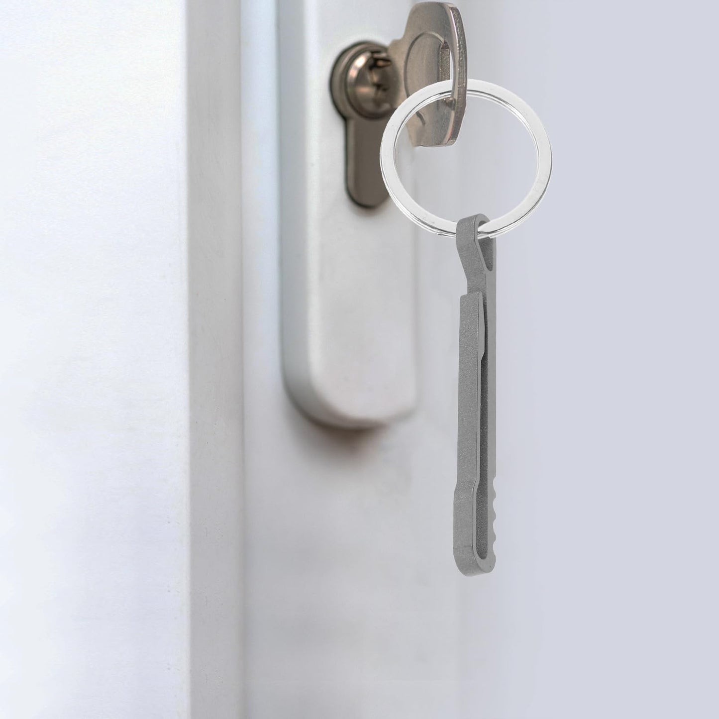 BESPORTBLE Titanium Alloy Keychain - Lightweight Grey Keyring for Keys Holding and Outdoor Use Durable Carabiner Clip